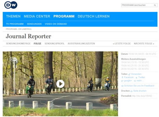 Screenshot - Beitrag der Deutschen Welle "Mit dem Motorrad in den Frühling"